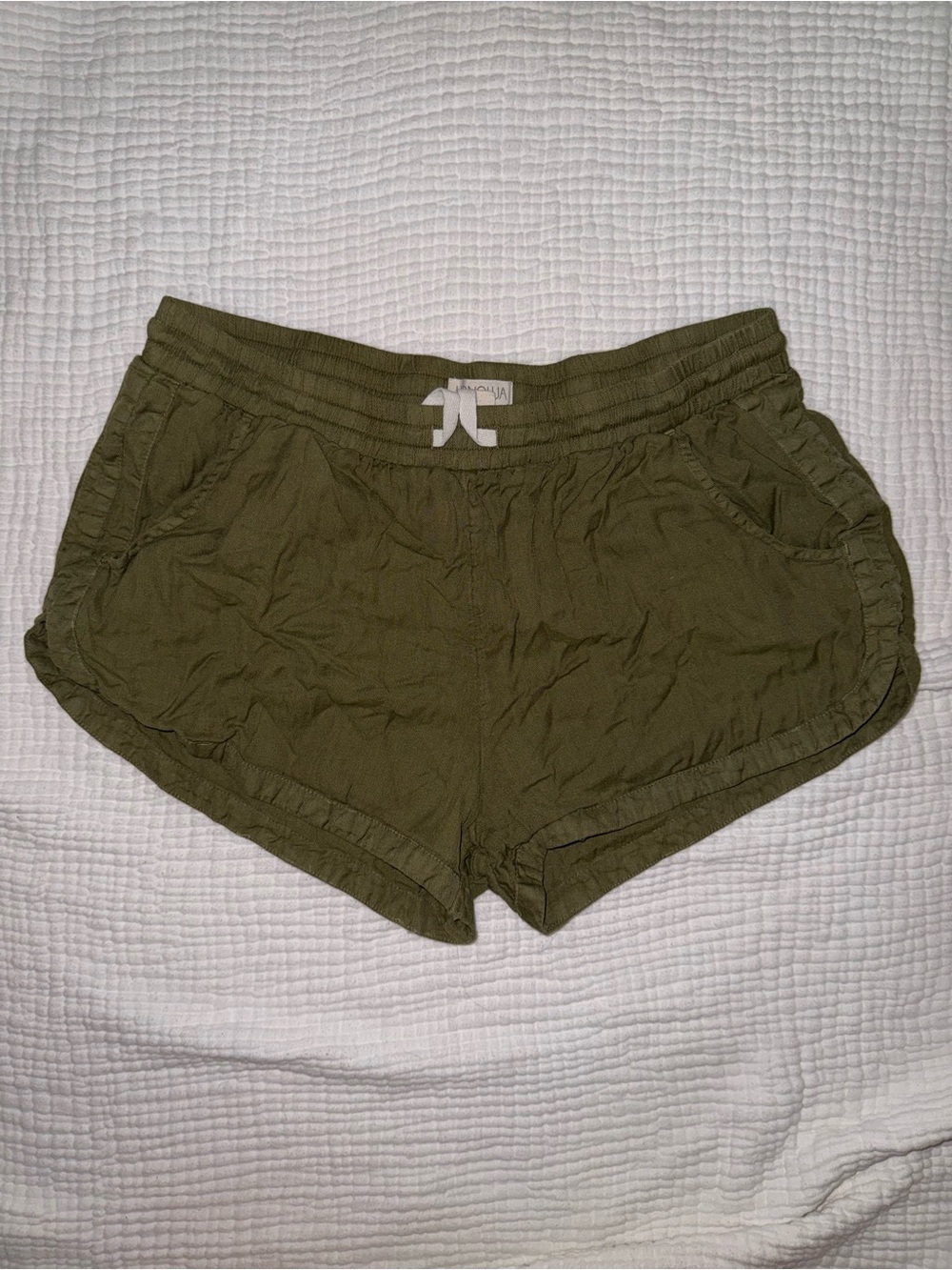 Women's Athletic Olive Green Drawstring Shorts